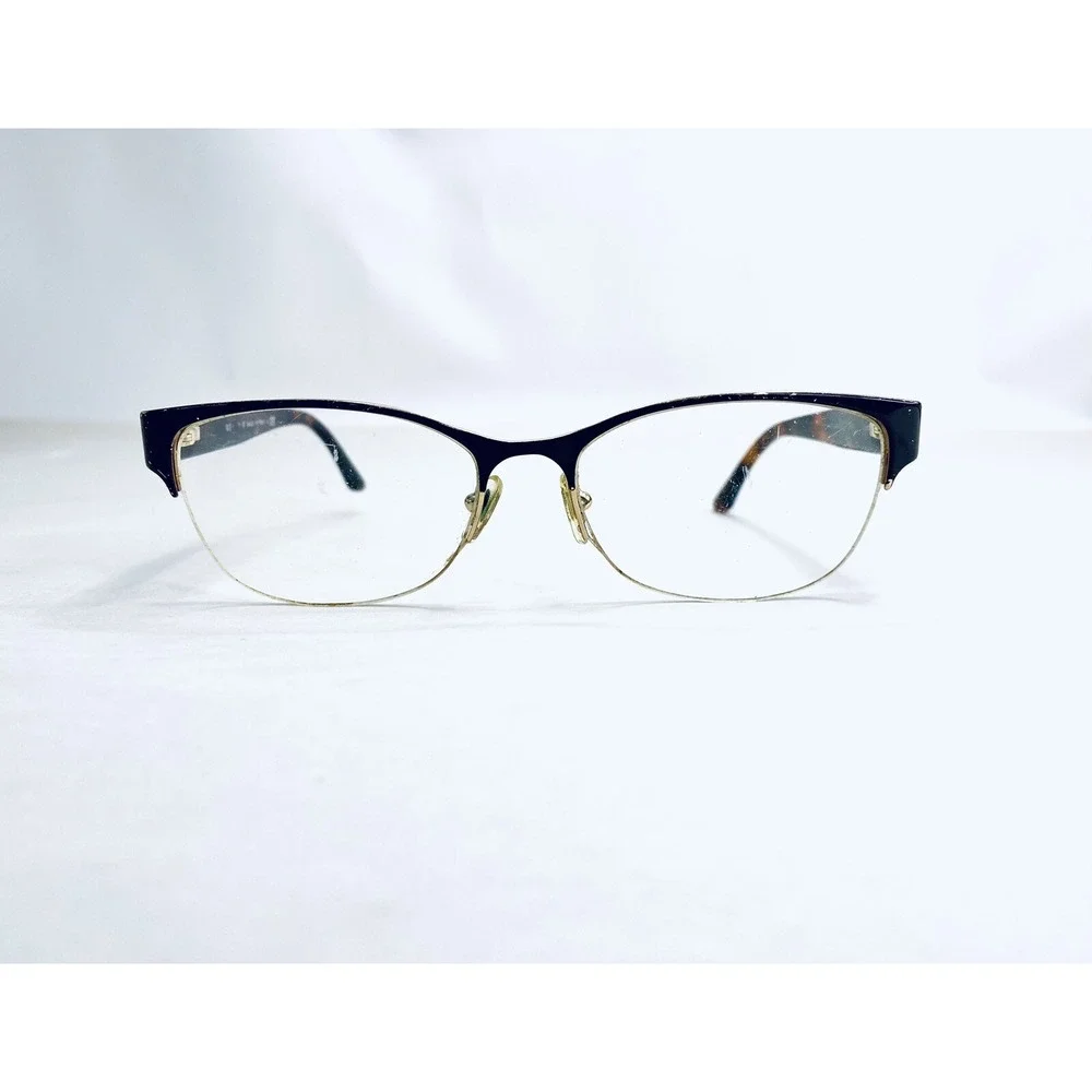 Versace Black Gold Metal Wayfarer Glasses Tortoise Temple MOD 1222 53 17 140